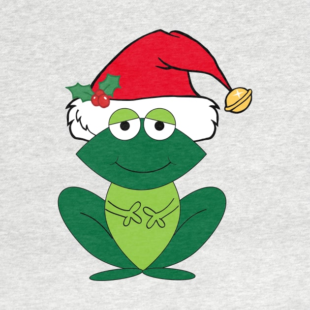 Cute Christmas Frog in Santa Hat by epiclovedesigns